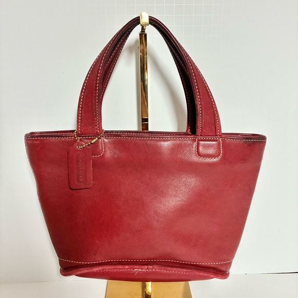 RARE Red Vintage Coach Mini Bleecker Basket Tote Bag 9301 - Picture 1 of 9